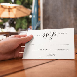 Elegantes Schwarz-Weiß-Hochzeitstil RSVP Karte