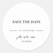 Elegantes Schwarz-Weiß-Hochzeitstil Runder Aufkleber (Vorderseite)