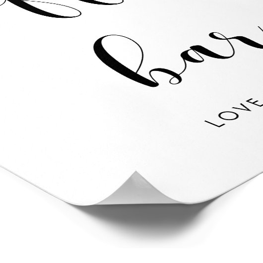 Elegantes Schwarz-Weiß-Hochzeitszeichen des Kaffee Poster (Ecke)