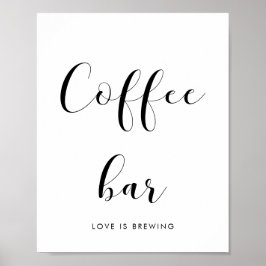 Elegantes Schwarz-Weiß-Hochzeitszeichen des Kaffee Poster