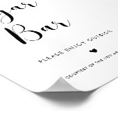 Elegantes Schwarz-Weiß-Hochzeitszigar-Bar Poster (Ecke)