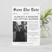 Elegantes Schwarz-Weiß-Hochzeitungs-Foto Save The Date (Stehend Vorderseite)