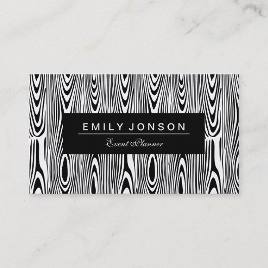 Elegantes Schwarz-Weiß-Holzkörnchen Visitenkarte (Vorderseite)