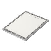 Elegantes Schwarz-Weiß-Houndstooth-Monogramm Notizblock (Rotiert)