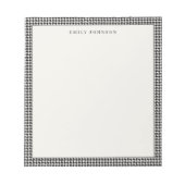 Elegantes Schwarz-Weiß-Houndstooth-Monogramm Notizblock (Vorderseite)