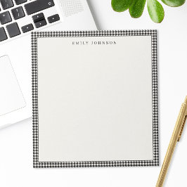 Elegantes Schwarz-Weiß-Houndstooth-Monogramm Notizblock