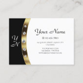 Elegantes Schwarz-Weiß-Imitat Rhinestones Visitenkarte (Rückseite)