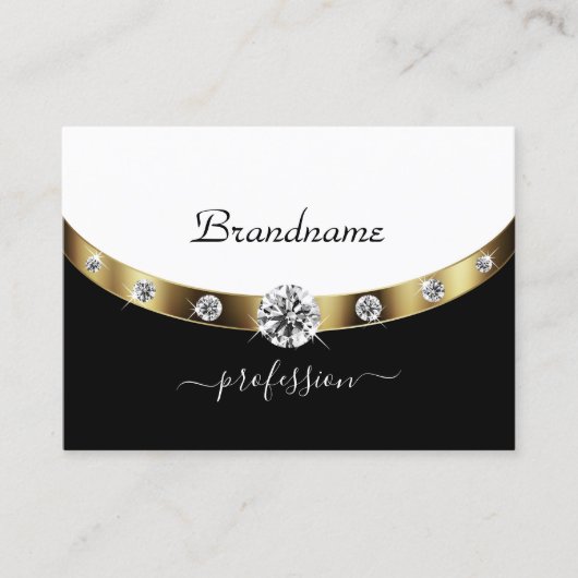 Elegantes Schwarz-Weiß-Imitat Rhinestones Visitenkarte (Vorderseite)