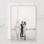 Elegantes Schwarz-Weiß-Imitat Vellum Foto Hochzeit Einladung (Rückseite)