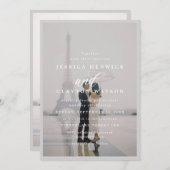 Elegantes Schwarz-Weiß-Imitat Vellum Foto Hochzeit Einladung (Vorne/Hinten)