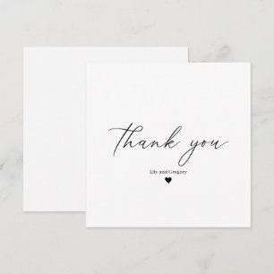 Elegantes Schwarz-Weiß-Kalligrafie-Script-Herz Dankeskarte