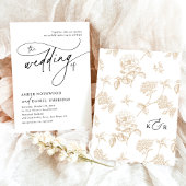 Elegantes Schwarz-Weiß-Kalligrafie-Skript Hochzeit Einladung