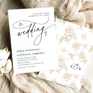 Elegantes Schwarz-Weiß-Kalligrafie-Skript Hochzeit Einladung