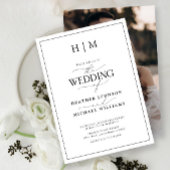 Elegantes Schwarz-Weiß-Kalligraphie-Monogramm-Foto Einladung