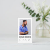 Elegantes Schwarz-Weiß-Kardiologe Doctor Foto Visitenkarte (Stehend Vorderseite)