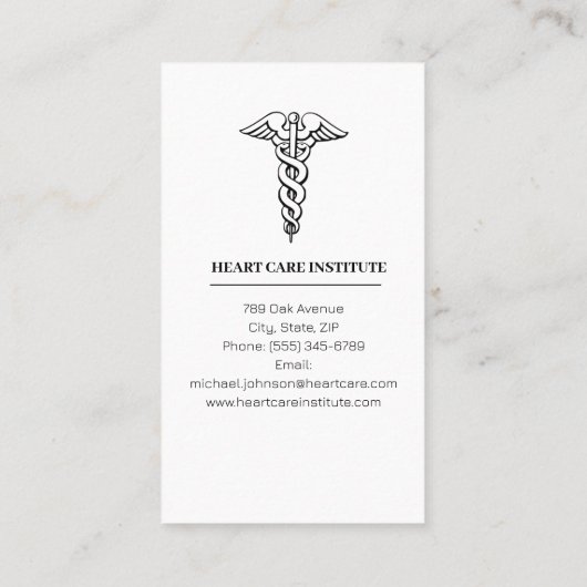 Elegantes Schwarz-Weiß-Kardiologe Doctor Foto Visitenkarte (Rückseite)