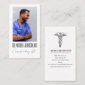 Elegantes Schwarz-Weiß-Kardiologe Doctor Foto Visitenkarte (Vorne/Hinten)