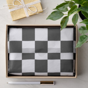 Elegantes Schwarz-Weiß-Karo-Muster Seidenpapier