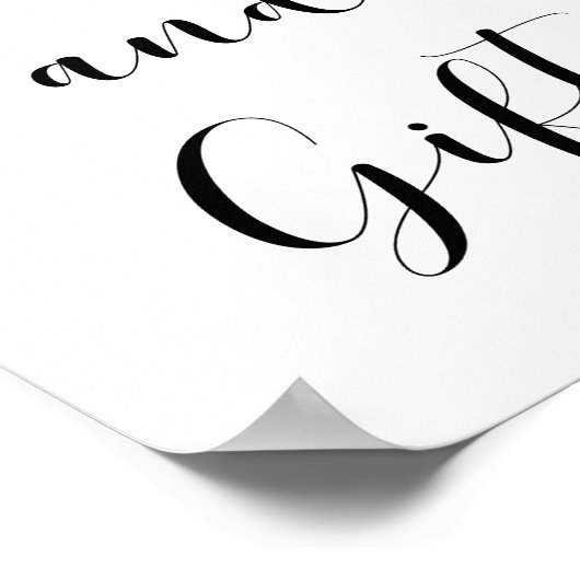 Elegantes Schwarz-Weiß-Karten & Geschenke Hochzeit Poster (Ecke)