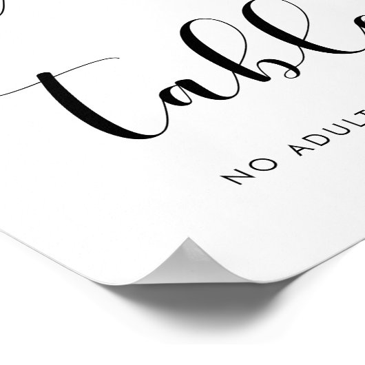 Elegantes Schwarz-Weiß-Kids-Tafel Hochzeitszeichen Poster (Ecke)