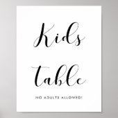 Elegantes Schwarz-Weiß-Kids-Tafel Hochzeitszeichen Poster (Vorne)