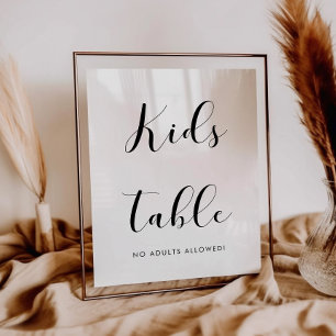 Elegantes Schwarz-Weiß-Kids-Tafel Hochzeitszeichen Poster