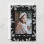 Elegantes Schwarz-Weiß-Kiefernrahmen-Foto Feiertagskarte (Vorderseite)