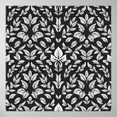 Elegantes Schwarz-Weiß-Leaf-Muster Poster (Vorne)