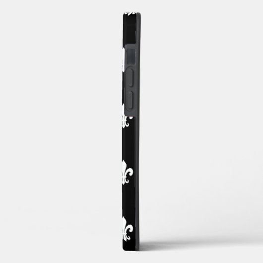 Elegantes Schwarz-Weiß-Lilie-Muster Case-Mate iPhone Hülle (Rückseite / Links)