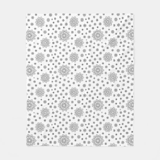 🖤 elegantes Schwarz-Weiß-Mandala-Muster Fleecedecke (Vorderseite)