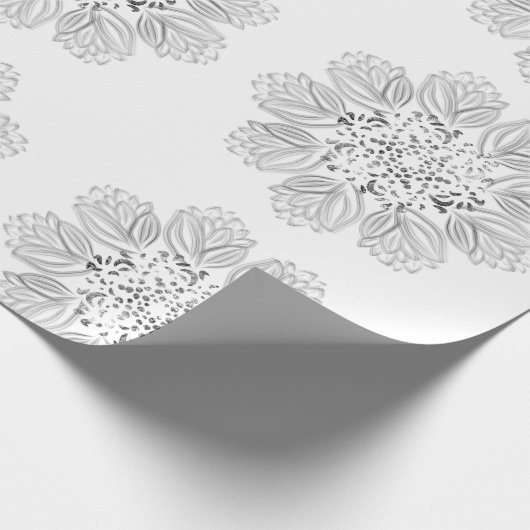 Elegantes Schwarz-Weiß-Mandala-Muster Geschenkpapier (Ecke)