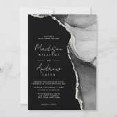 Elegantes Schwarz-Weiß-Marmor-Hochzeit Einladung (Vorderseite)