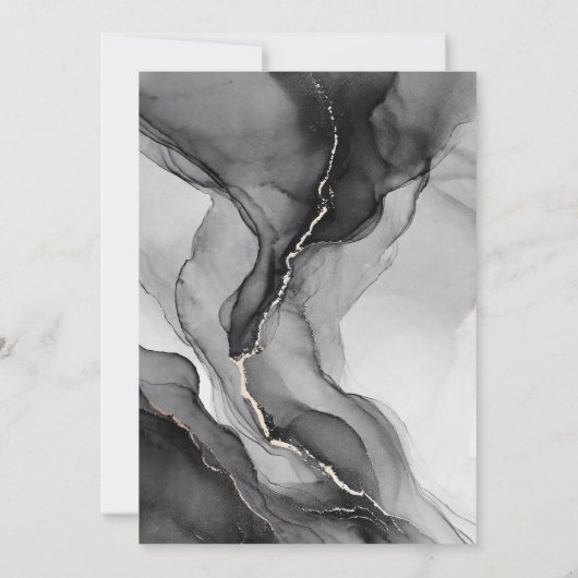 Elegantes Schwarz-Weiß-Marmor-Hochzeit Einladung (Rückseite)