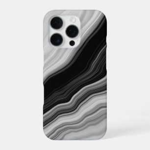 Elegantes Schwarz-Weiß-Marmor-Swirbelmuster iPhone 16 Pro Hülle