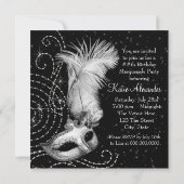 Elegantes Schwarz-Weiß-Masquerade-Party Einladung (Rückseite)