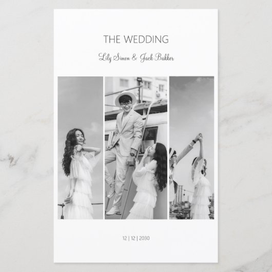 Elegantes Schwarz-Weiß-Menü für Fotosammlungen (Vorderseite)