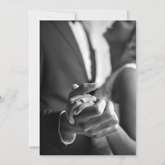 Elegantes Schwarz-weiß-Minimal-Foto Save the Date Einladung (Rückseite)