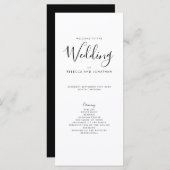 Elegantes Schwarz-weiß-Minimal-Hochzeitsprogramm (Vorne/Hinten)