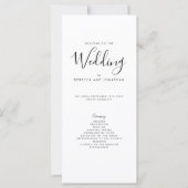 Elegantes Schwarz-weiß-Minimal-Hochzeitsprogramm (Vorderseite)