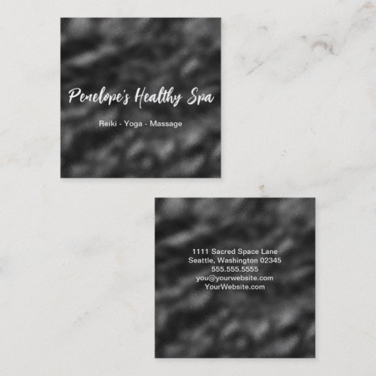 Elegantes Schwarz-Weiß-Minimalistisch Quadratische Visitenkarte (Vorne/Hinten)