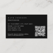 Elegantes Schwarz-Weiß-Minimalistisches-QR-Code-Mo Visitenkarte (Rückseite)