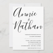 Elegantes Schwarz-Weiß-Minimalistisches Skript-Hoc Einladung (Vorderseite)