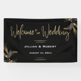 Elegantes Schwarz & Weiß, mit Gold-Hochzeitsanging Banner