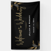 Elegantes Schwarz & Weiß, mit Gold-Hochzeitsanging Banner (Vertikal)