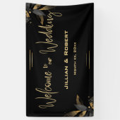 Elegantes Schwarz & Weiß, mit Gold-Hochzeitsanging Banner (Vertikal)
