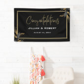 Elegantes Schwarz & Weiß, mit Gold-Hochzeitsempfan Banner (Insitu)