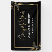 Elegantes Schwarz & Weiß, mit Gold-Hochzeitsempfan Banner (Vertikal)