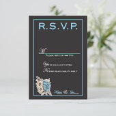 Elegantes Schwarz & Weiß mit hellblauen Details (Stehend Vorderseite)