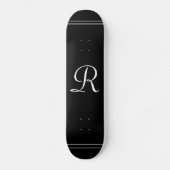 Elegantes Schwarz/Weiß Mit Monogramm Personalisier Skateboard (Vorderseite)