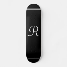Elegantes Schwarz/Weiß Mit Monogramm Personalisier Skateboard